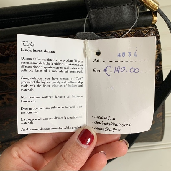 NWT Calja Italian Genuine Leather Embossed Over the Shoulder Purse Handcrafted - Picture 15 of 16